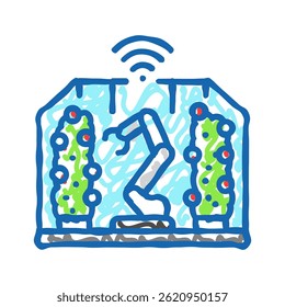 automated greenhouse robot harvests doodle icon sketch vector. automated greenhouse robot harvests sign. isolated symbol illustration