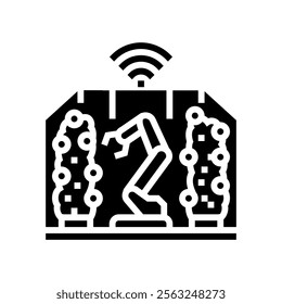 automated greenhouse robot harvests glyph icon vector. automated greenhouse robot harvests sign. isolated symbol illustration