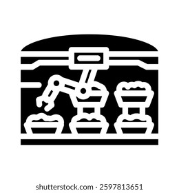 automated greenhouse robot harvests glyph icon vector. automated greenhouse robot harvests sign. isolated symbol illustration