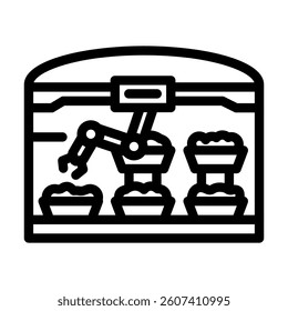 automated greenhouse robot harvests line icon vector. automated greenhouse robot harvests sign. isolated contour symbol black illustration