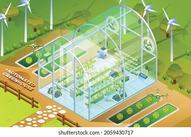 Automated Greenhouse V2 - Isometric Illustration
