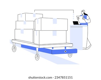 Automated guided cart abstract concept vector illustration. Self-driving cart at factory, automated guided vehicle in stock, wholesale and warehousing business, foreign trade abstract metaphor.