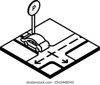 automated highway system isometric vector, Artificial general intelligence symbol, Natural Language Processing sign Machine Deep Learn vehicle is moved by mechanical maneuvers available space concept