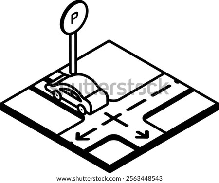 automated highway system isometric vector, Artificial general intelligence symbol, Natural Language Processing sign Machine Deep Learn vehicle is moved by mechanical maneuvers available space concept