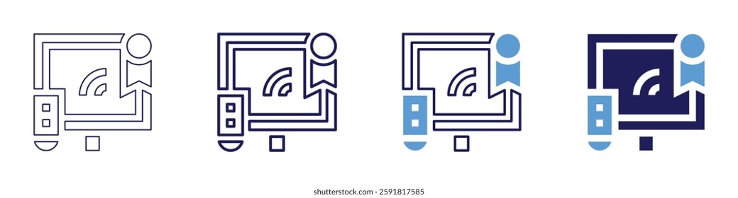 Automated home security icon in 4 different styles. Thin Line, Line, Bold Line, Duotone. Duotone style. Editable stroke.
