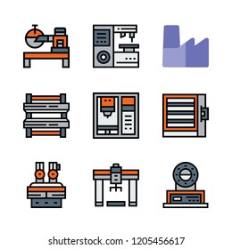 automated icon set. vector set about factory and industrial robot icons set.