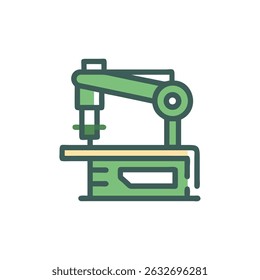 Automated industrial robotic arm illustration on a White Background