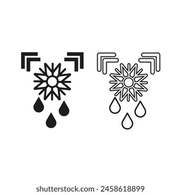 Automated irrigation symbol. Agriculture watering icon. Crop hydration sign. Vector sprinkler design.