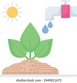 automated irrigation and Temperature Monitoring Concept Vector color Icon Design, Smart agriculture symbol on white background, Digital agriculture Sign, satellite farming stock illustration