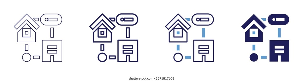 Automated lighting icon in 4 different styles. Thin Line, Line, Bold Line, Duotone. Duotone style. Editable stroke.