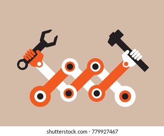 automated manufacturing robot system symbol 
