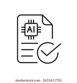 Vetor de ícone de linha de relatório médico automatizado, curso editável, ideal para diagnósticos gerados por IA, documentação clínica inteligente e relatórios de e-health
