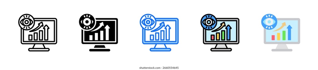 Monitoramento Automatizado Ícone Definir Coleção de Vários Estilos