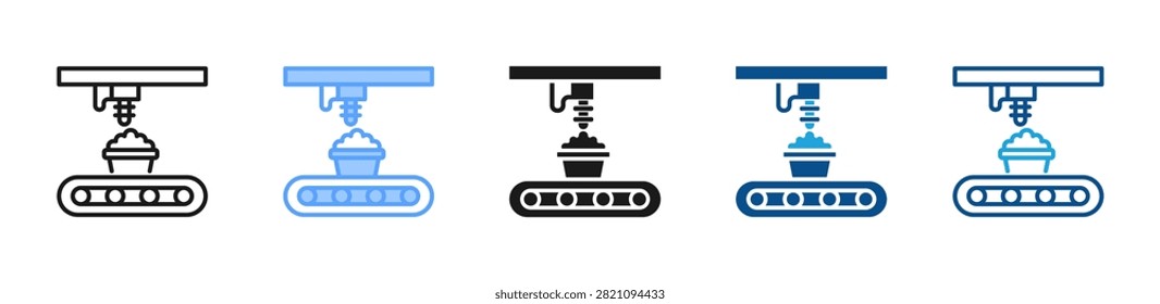 Automated Packaging web icon with multiple style collection