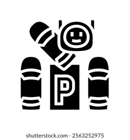 automated parking autonomous vehicle glyph icon vector. automated parking autonomous vehicle sign. isolated symbol illustration