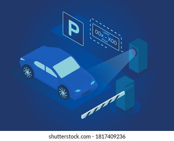 Automated parking system isometric vector concept