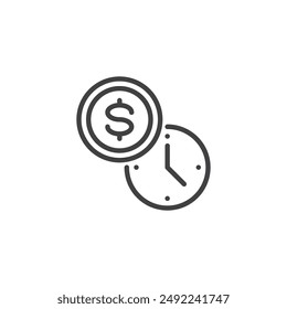 Automated Payments line icon. linear style sign for mobile concept and web design. Clock with dollar sign outline vector icon. Symbol, logo illustration. Vector graphics