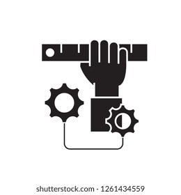 Automated proccess black vector concept icon. Automated proccess flat illustration, sign