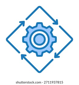Automatisiertes Prozesssymbol Blaues Doppelton-Design, Vektorgrafik