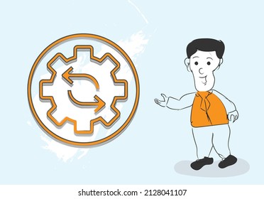 Automated process icon cartoon design