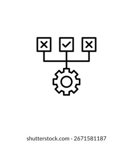 Validação Automatizada De Processos Que Representa Um Cogwheel Com Indicadores De Aprovação E Rejeição