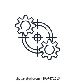 СAD automated product engineering. Customization  automation. Vector linear icon isolated on white background.