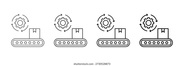 Iconos de producción automatizada Vector en diferentes estilos de línea de carrera