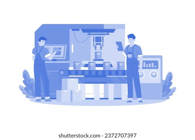 Automated Production Illustration concept on white background