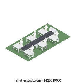 Automated production line with conveyor belt in food engineering
