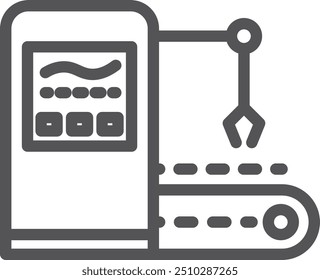 Automated production line icon. Industrial factory machinery