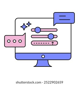 Ícone De Ajuste De Prompt Automatizado. Representando a Automação de Prompt de IA. Ajuste de entrada do sistema. Ajuste do Prompt do Machine Learning. Otimização de Entrada. Ícone Vetor Editable.