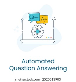 Design de ícone de resposta automática a perguntas. Representando respostas de IA.Atendimento ao cliente.Suporte automatizado.FAQ Automação. Ícone EPS.