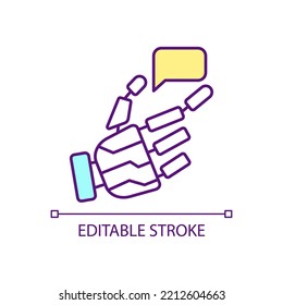 Automated reply RGB color icon. Customer support technologies. Chatbot assistance. Digital service. Isolated vector illustration. Simple filled line drawing. Editable stroke. Arial font used