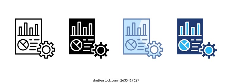 Automated Report Icon Set Multiple Style Collection