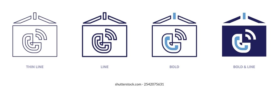Automated reporting icon in 4 different styles. Thin Line, Line, Bold, and Bold Line. Duotone style. Editable stroke.