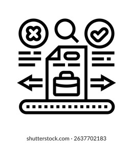 automated resume screening head hunting line icon vector. automated resume screening head hunting sign. isolated contour symbol black illustration