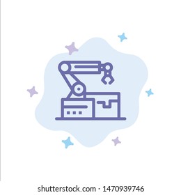 Automated, Robotic, Arm, Technology Blue Icon on Abstract Cloud Background. Vector Icon Template background