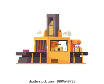 Dibujo vectorial plano de paquetes transportadores robóticos automatizados