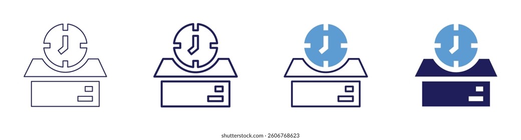 Automated shipping icon in 4 different styles. Thin Line, Line, Bold Line, Duotone. Duotone style. Editable stroke.