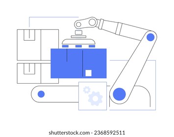 Automated sortation systems abstract concept vector illustration. Automated robotic arm sorting goods in smart warehouse, inventory technologies, packing items process abstract metaphor.