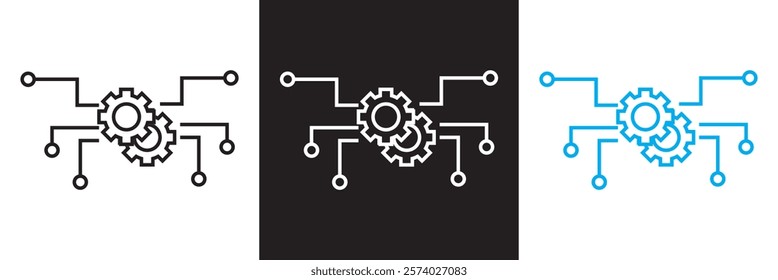 Automated system icon.  isolated on white and black background. vector illustration. EPS 10