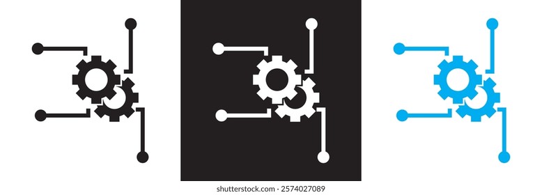 Automated system icon.  isolated on white and black background. vector illustration. EPS 10
