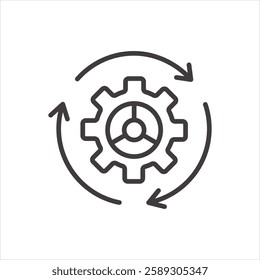 Automated system icon isolated stroke in black color