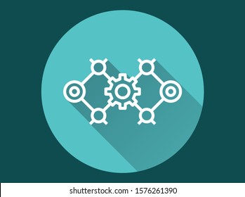 Automated system icon. Simple illustration with long shadow isolated for graphic and web design.