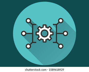 Automated system icon. Simple illustration with long shadow isolated for graphic and web design.