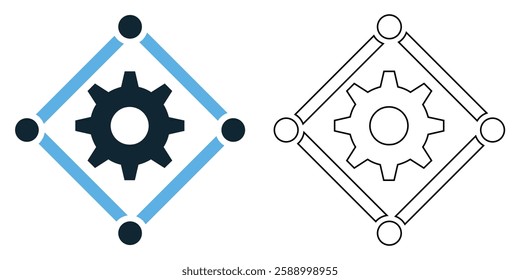 Automated system icon vector, symbolizing automation, machine learning, and smart technology for efficient digital and industrial processes