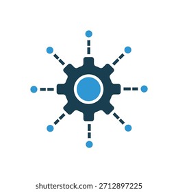 contorno de iconos de sistema automatizado y estilo plano, fondo transparente