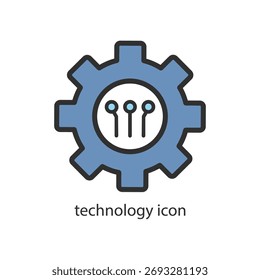Automated system line icon — vector illustration of AI technology, robot, machine, gear, circuit, and industrial automation on transparent background.