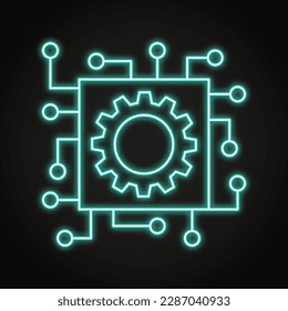 Automated system neon icon in line style. Automation, electronic control symbol. Vector illustration.