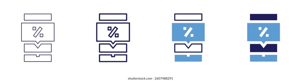 Automated tax calculation icon in 4 different styles. Thin Line, Line, Bold Line, Duotone. Duotone style. Editable stroke.